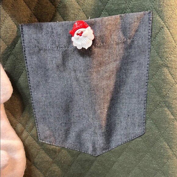 3D Ugly Christmas Sweater Santa Reindeer Gifts Unisex XL Olive Green Upcycle - Picture 5 of 10